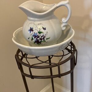 McCoy Ceramic Base & Pitcher Set with White Glaze